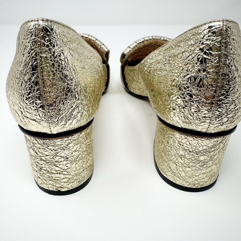 🆕 Gucci Galassia GG Platino Marmont Metallic Gold Block Loafers 37.5/7.5✨ - Picture 9 of 14